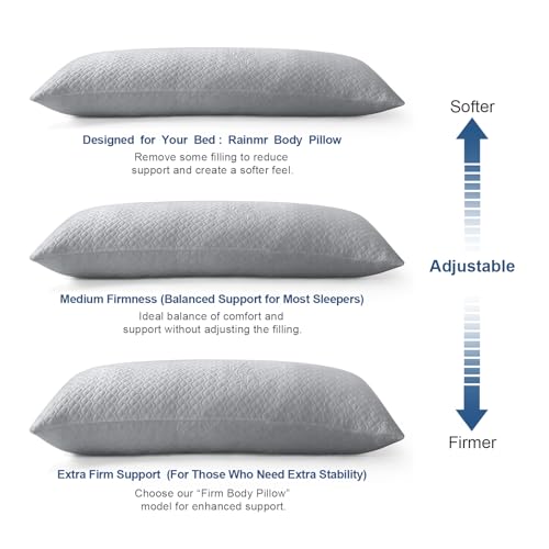 Rainmr Extra Long 20x60 Inch Memory Foam Body Pillow with Cooling Cover for Adults