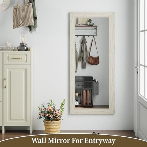 Syndra 56x20'' Modern Full Length Mirror Grey White Oak Wood Frame Wall & Floor Use