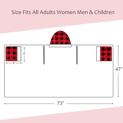 Catalonia Hooded Blanket Poncho (Checker) Wearable Blanket with Pockets, One Size