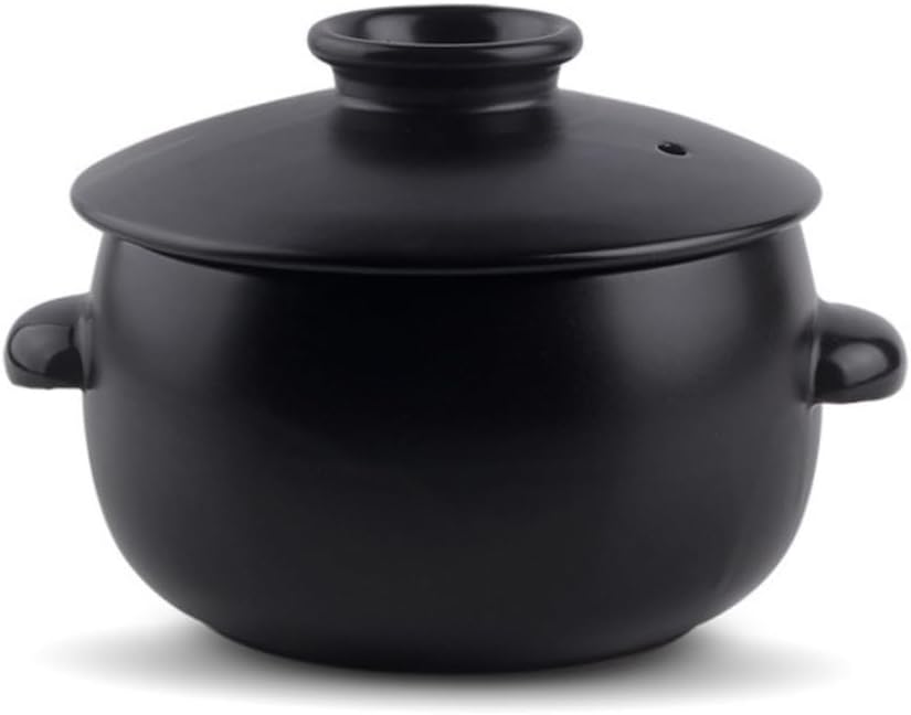 Korean Earthenware Pot Ttukbaegi, Ceramic Clay Cooking Pot Petalite Casserole, Heat Resistant Ceramic Pot, Zero-Crack Stone Bowl Stockpot Soup Cookware (Medium)
