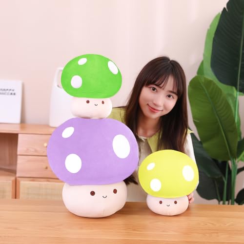 Kawaii Plush Mushroom Toy Pillow, Cute Plushies Mushroom Doll Gift for Kids(Purple,35cm/13.8in)
