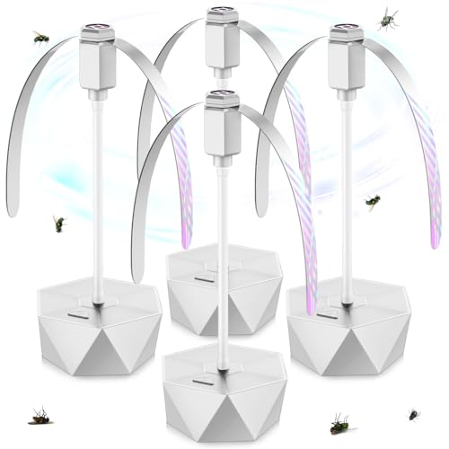 Fly Repellent Fan for Tables 4 Pack Silver - Outdoor Indoor Flies Away Holographic Blades