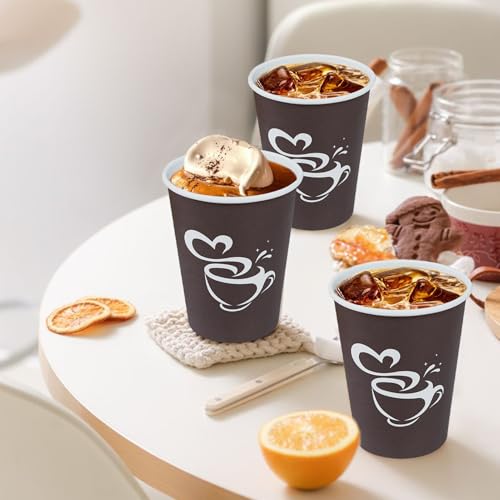Clawsoff 300 Pack 12 oz Disposable Brown Coffee Cups Leak-Proof Hot Beverage Cups