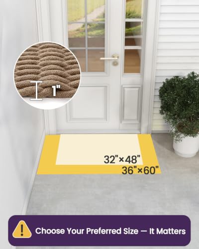 Jute Door Mat 32x48 Inches - Light Taupe Woven Entry Rug for Outside Covered Porch