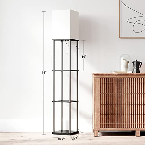 SUNMORY Black 4-Tier Shelf Floor Lamp with Adjustable Color Temperature