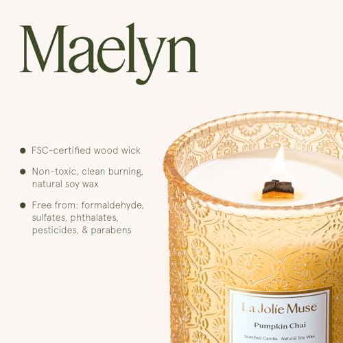 LA JOLIE MUSE Pumpkin Chai Scented Candle - 19 oz Natural Soy Wax, Cozy Fall Home Fragrance