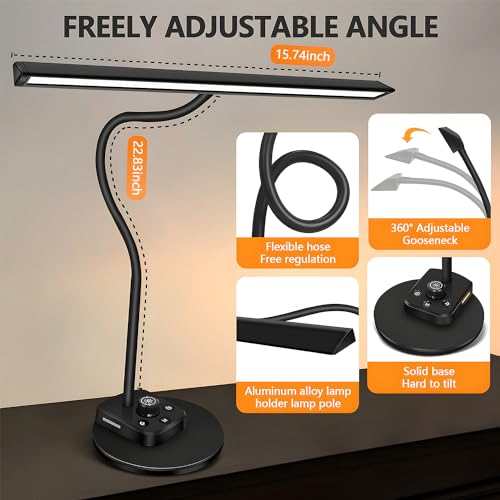 Round Piano Light with Adjustable Gooseneck - LED Music Stand Lamp, Auto-Off Timer, 5 Color Modes, USB Charging