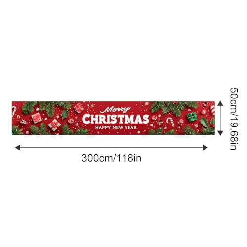 HOMETITUTE Merry Christmas Fence Banner Candy Cane Decor 118x20 Inch - Variation #04