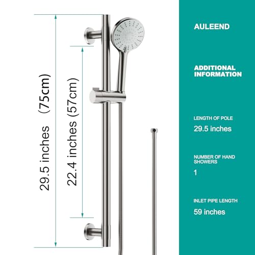 Adjustable Shower Slide Bar with Handheld Head & Hose - Brushed Nickel