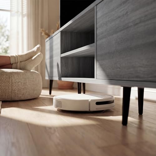 YESHOMY Mid-Century Modern TV Stand - 63 Inch Light Gray Entertainment Console for 65-70 Inch TVs