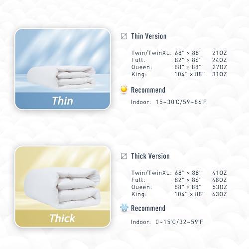 Sunflower White Queen Size Lightweight Cotton Duvet Insert Summer Bedding