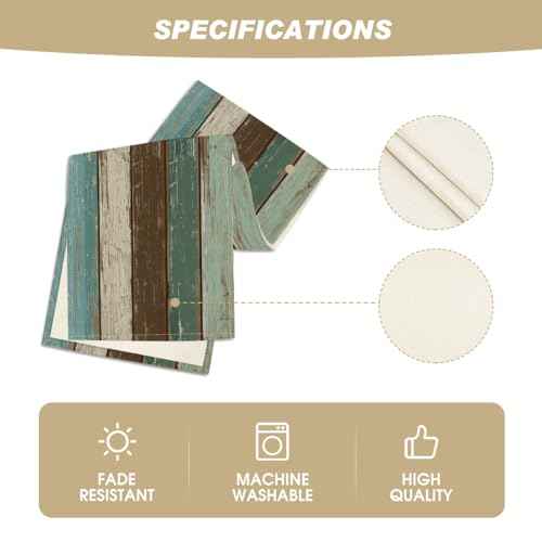 Artoid Mode Green Retro Rustic Wood Texture Table Runner, Seasonal Spring Kitchen Dining Table Decoration for Home Party Decor 13x90 Inch