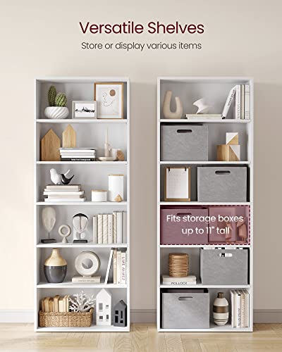 VASAGLE 6-Tier Open Bookshelf - 23.6 Inches Wide, Cloud White, Adjustable Shelves, Floor Standing Storage Unit (1 Pack)