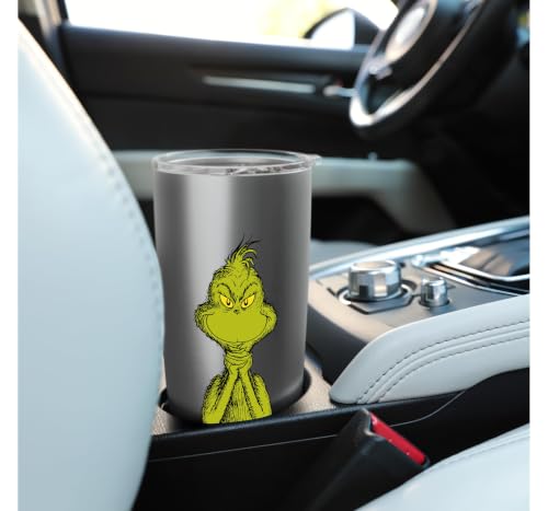 Dr. Seuss Grinch Stainless Steel Insulated Tumbler 20oz Brushed Steel - Sly Grinch Christmas Gift