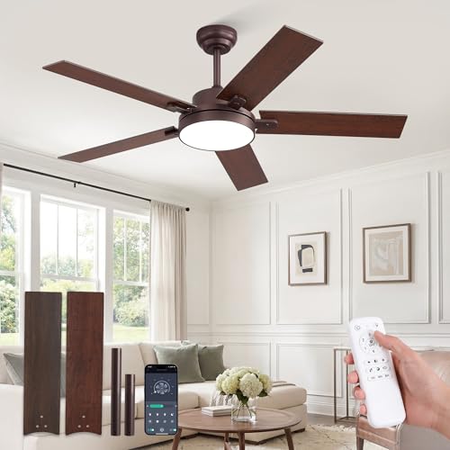 52-Inch Ceiling Fan with Light and Remote Control - Oil Bronze Finish