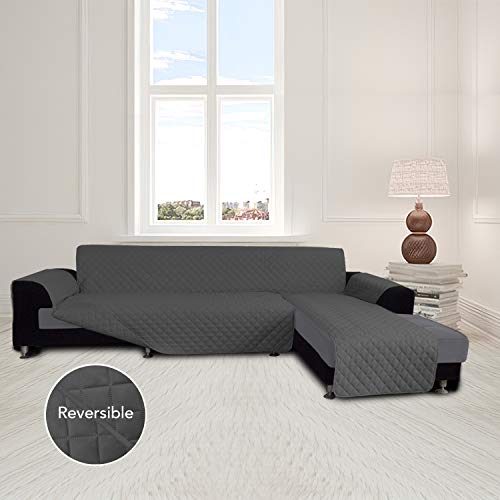 Easy-Going Large Reversible L-Shape Sectional Couch Cover for Pets - Dark Gray