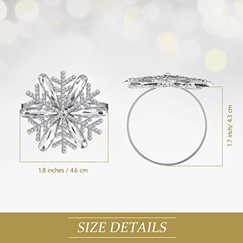 Remerry Christmas Snowflake Napkin Rings Set - Holiday Table Decor