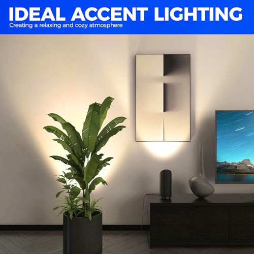 Indoor Uplighting Spotlight Set - 2700K E26, Black, 2 Pack, Detachable Lamp Head