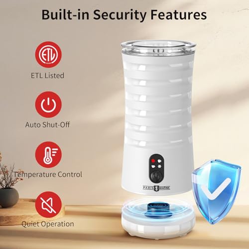 Paris Rhône Milk Frother, 4-in-1 Electric Automatic Steamer