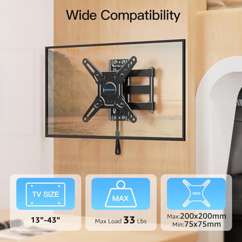 13-43 Inch Lockable RV TV Mount with Full Motion Swivel and Space Saving Design - Max 33lbs, VESA 200x200mm, for Camper, Motorhome, Truck - Variation: RV