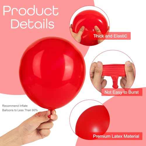 Ouddy Party 129Pcs Red Balloons Different Sizes 18 12 10 5 Inch, 6Pcs 18¡± Red Balloon Arch Garland Kit, Latex Balloon for Birthday Wedding Valentines Christmas Anniversary Graduation Party Decorations