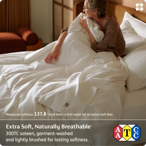 Bedsure Organic Cotton King Duvet Cover Set Ivory No Comforter 104"x90"