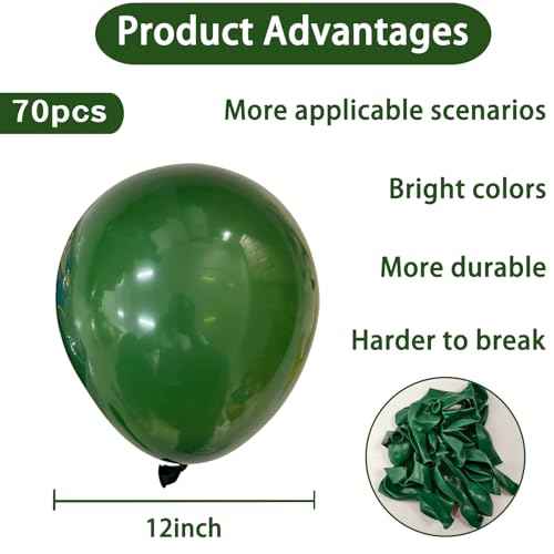 Dark Green Balloons 70pcs 12 Inches Balloons - Elegant Birthday Party Decorations for Men, Boys, Graduation, Baby Shower, Wedding, Kids Party Latex Balloons