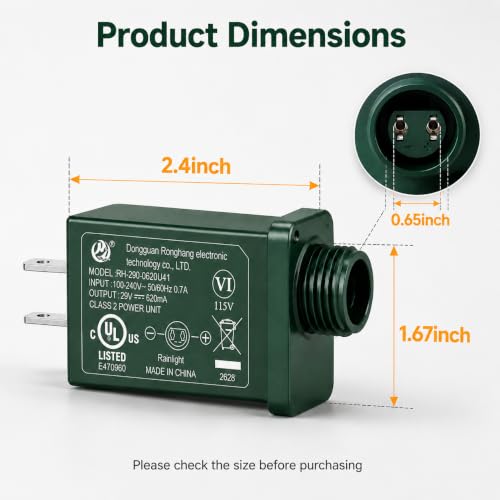29V 620mA LED Christmas Tree Power Supply Adapter Replacement