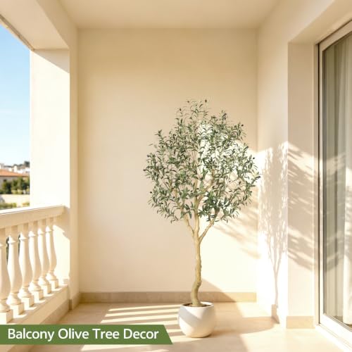 6ft Faux Olive Tree with UV-Resistant Leaves for Indoor Outdoor Decor - Realistic & Durable