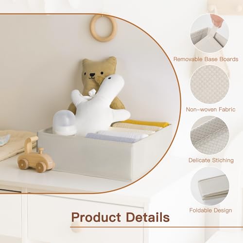 Criusia Drawer Organizer Clothes Set - Oatmeal / 10 Pack, Foldable Closet Dividers for Baby Clothes & Underwear