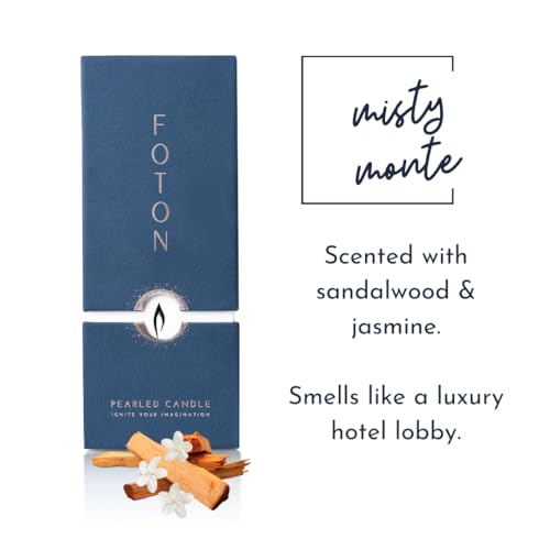 Misty Monte Sandalwood Jasmine Scented Pearled Candle 18 Oz - Refillable & Long Lasting