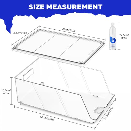 SCAVATA 2 Pack Water Bottle Organizer for Refrigerator, Stackable with Lids