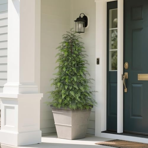 4FT Artificial Cedar Christmas Tree Set - Lifelike Faux Tree for Holiday & Porch Decor