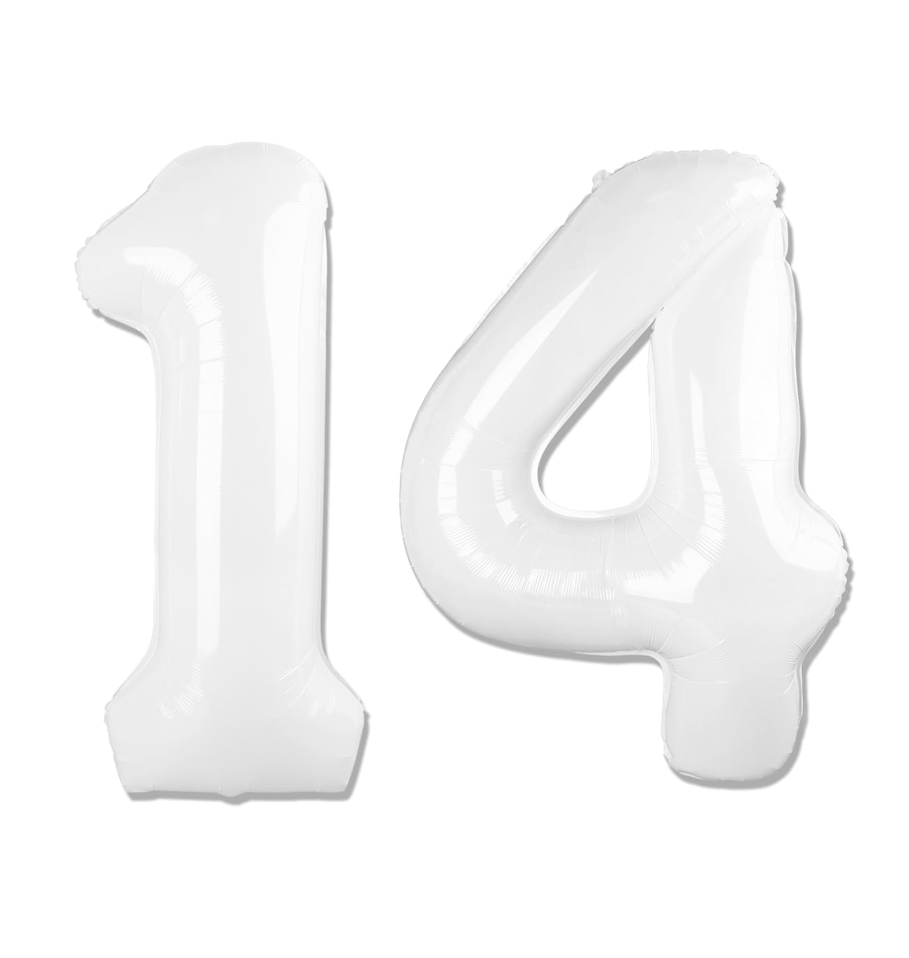 White Number 14 Balloon 40 inch, 14 Number Balloons, 14th White Birthday Decorations for Girls Boys 14 Year Old Party Supplies
