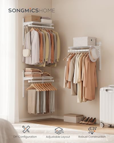 SONGMICS HOME 2-Tier Closet Insert Organizer System for 4-6 ft Wardrobes