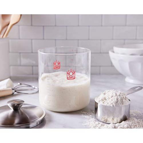 King Arthur Glass Sourdough Crock with Lid - 1.5 Quart Capacity, Clear
