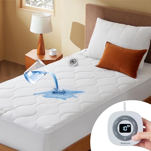 Bedsure Twin Waterproof Heated Mattress Pad with Cotton Top & 10 Heat Levels