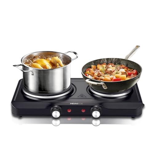 1800W Electric Hot Plate for Cooking, Double Burner with 7.2"&6.1"