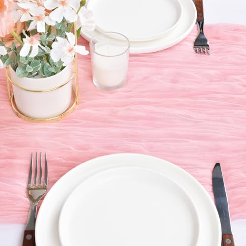 Pink Cheesecloth Table Runner 10ft Fall Thanksgiving Wedding Home Decor