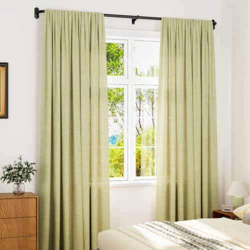 YaFex Heavy Duty Black Curtain Rod 2 Pack, Adjustable 32-86 Inch for Windows