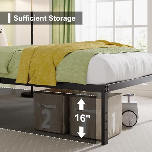 EMODA Queen Bed Frame 18 Inch Tall Heavy Duty Metal Platform with Storage