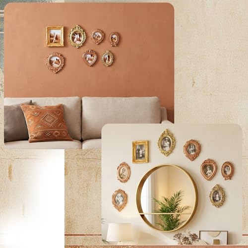 Marrywindix 14 Pcs Vintage Mini Picture Frames Set — European Gold Resin Craft & Display Frames