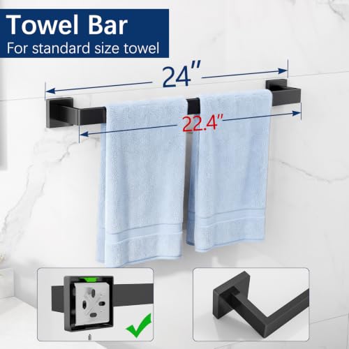 Gypie 5-Piece Bathroom Accessories Set Wall Mounted Black 24 Inch