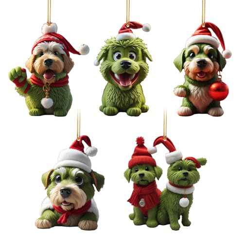 5pcs Dog Ornaments for Christmas Tree, Acrylic Flat 3D Effect, Hanging Decorations for Festival and Holiday,Dog Lover Gift 2025,Adorable Seasonal Accent & Classic Home D?cor,3 inches