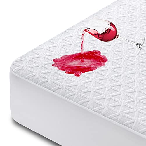 King Size Waterproof Mattress Protector - Noiseless Deep Pocket, White