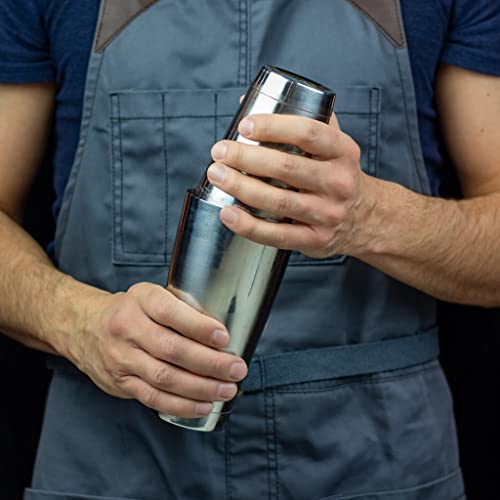 Professional Cocktail Shaker Set with Boston Tins, Strainer & Jigger - Bar Bartending Kit
