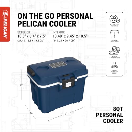 Pelican 8 Quart Personal Cooler with Removable Ice Pack - Midnight Blue