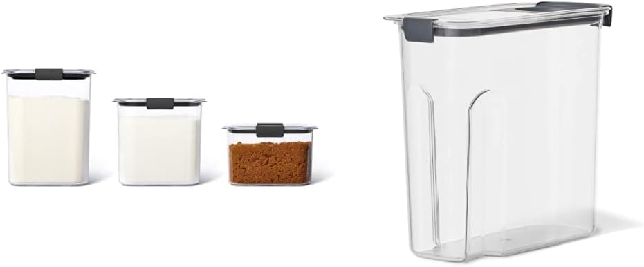 Rubbermaid Brilliance Food Storage Containers - Set of 3 Plus Cereal Container for Freshness