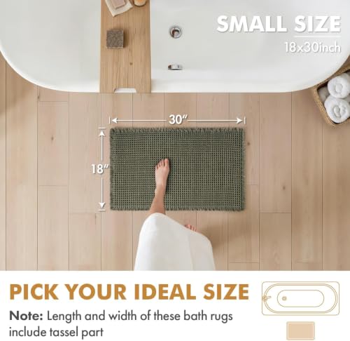 MIULEE Green Waffle Bathroom Rugs Set of 2, 18x30 Inch Non-Slip Bath Mats