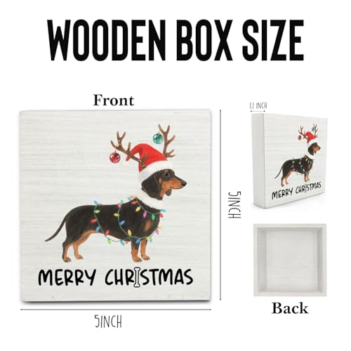 OVAcational Dachshund Merry Christmas Wooden Sign - Weiner Dog Holiday Decor